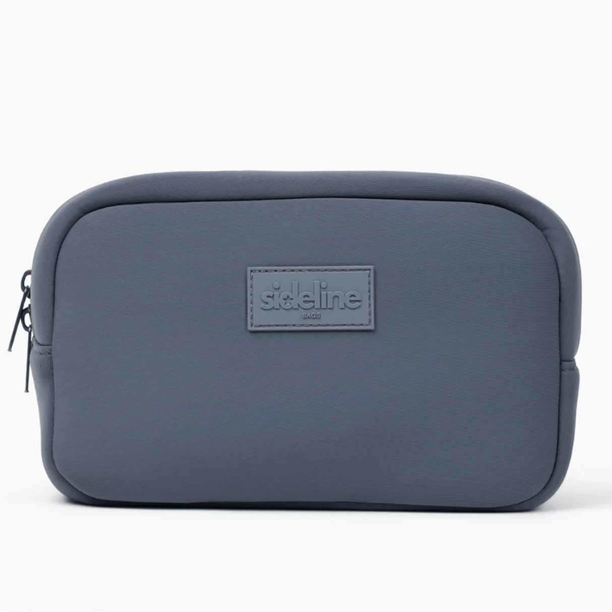 The Original Side Line Bag by SLB is a rectangular, gray waterproof neoprene pouch with a front "SLB" logo patch and zip closure, ideal for female athletes. Shown against a plain white background.