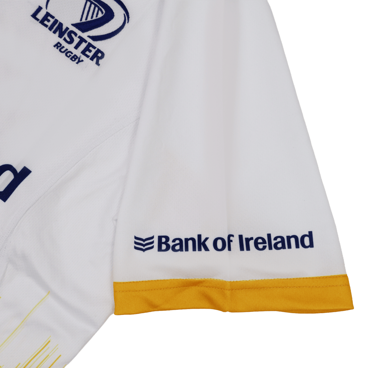 The Leinster 25/26 Away Replica Shirt by Castore features the Leinster Rugby Jersey logo on the chest, "Bank of Ireland" on the sleeve, and striking yellow trim at the sleeve end.