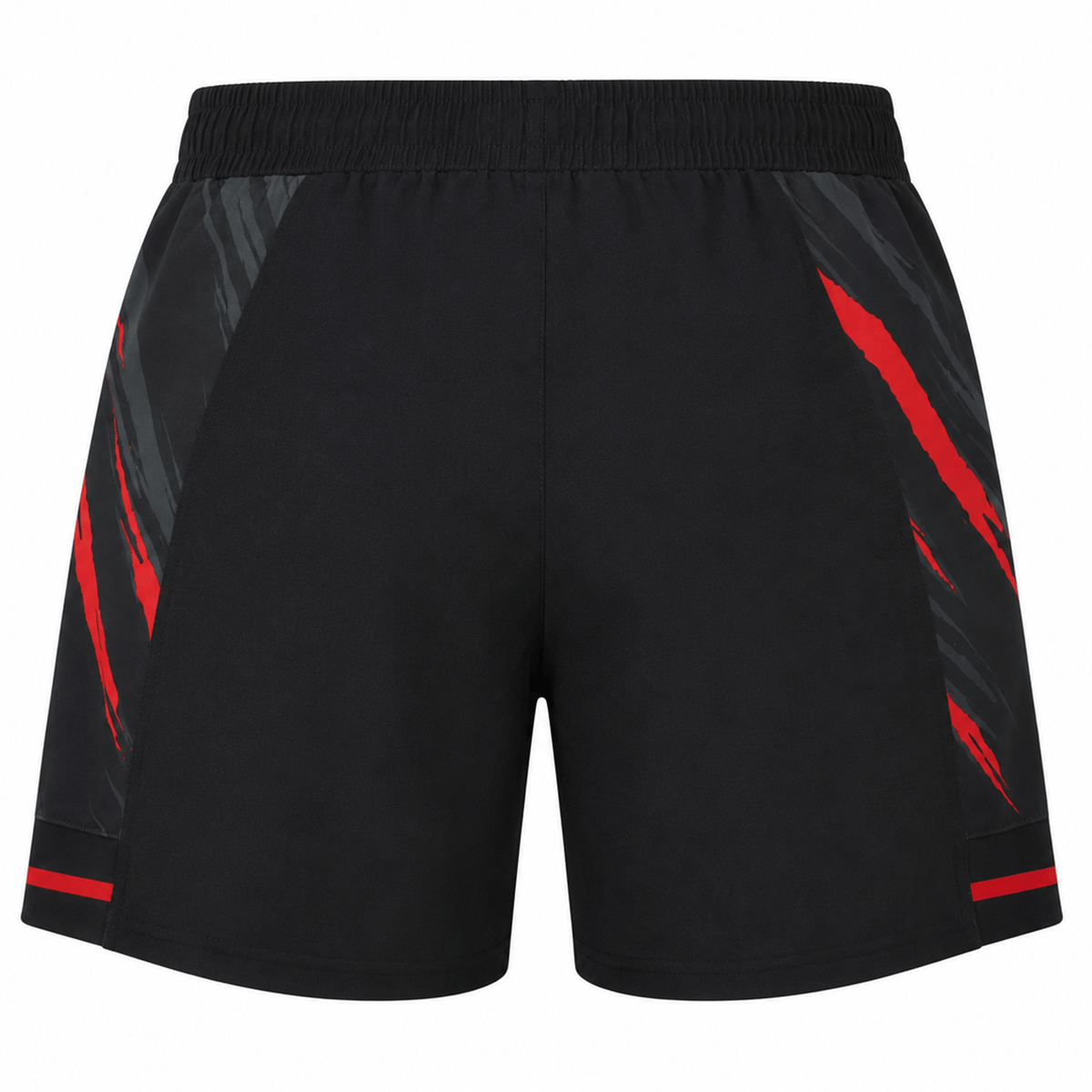 The Saracens 23/24 Pro Home Shorts by Castore feature black fabric with red and gray accents plus claw mark sides—performance training shorts combining style and function from Castore.