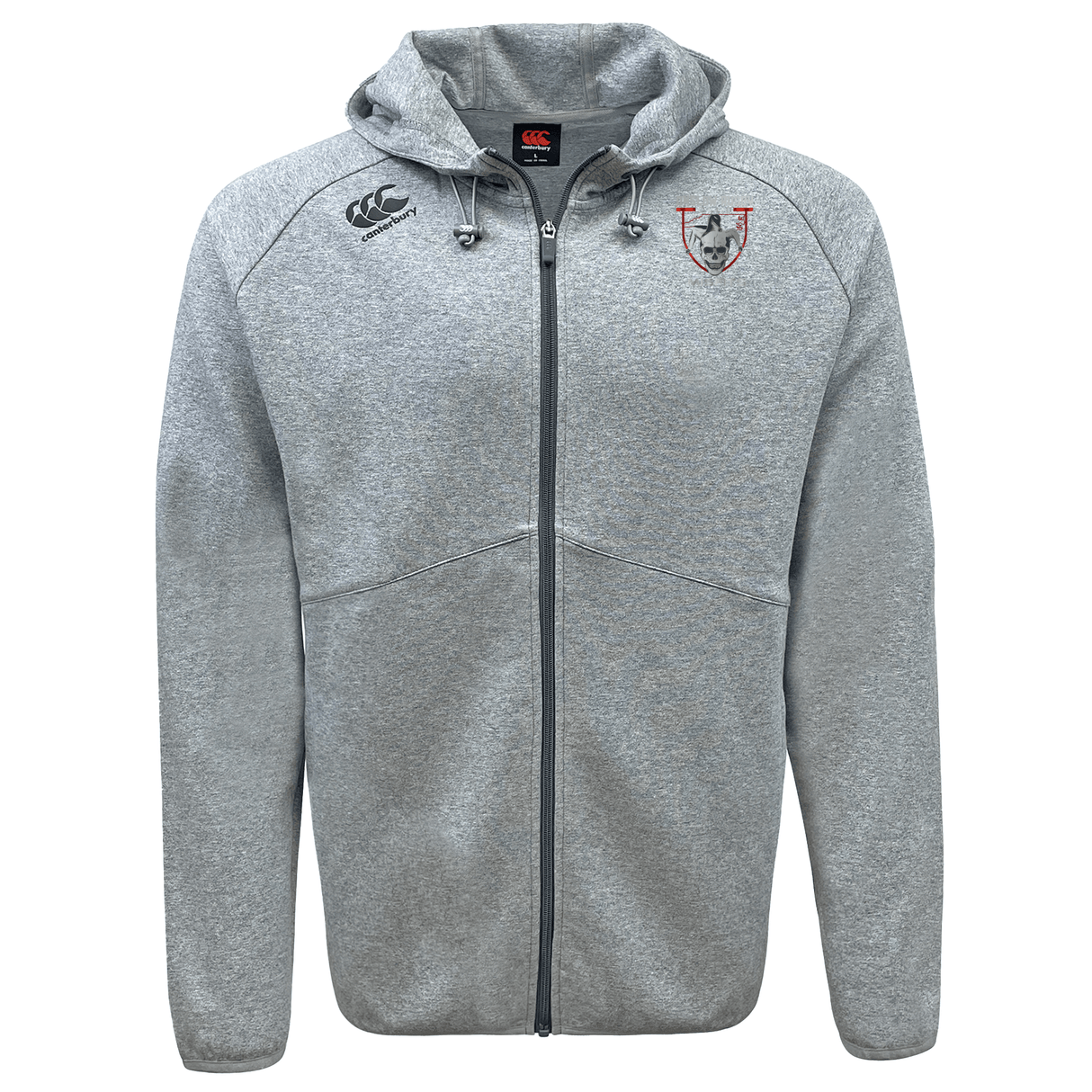 Onslow Rugby Misfits Tempo Vapodri full-zip hoodie by EMB Canterbury with brand logos on the chest and a hood, displayed against a white background.