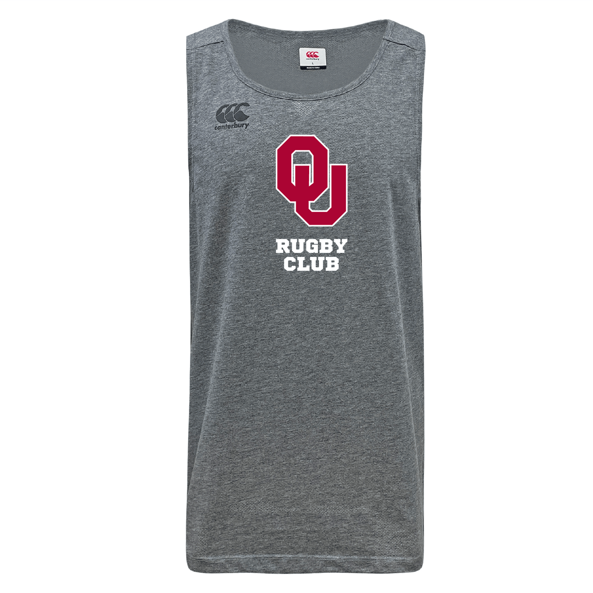 Experience ultimate comfort with the University of Oklahoma Women Tempo Vapodri Singlet by WRS Canterbury. Crafted from recycled polyester, it features "OU Rugby Club" in bold white and red lettering, keeping you cool and dry during intense matches with VapoDri technology.