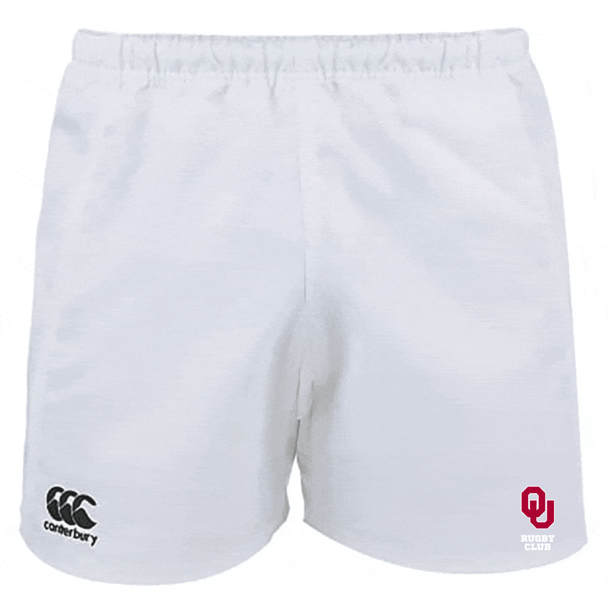 Check out the University of Oklahoma Women Professional Polyester Rugby Shorts by EMB Canterbury, featuring the Canterbury logo on the left and "OU Rugby Club" with a bold red emblem on the right.