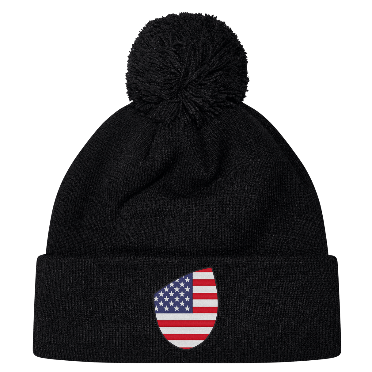 Explore EMB Canterbury's Just In collection featuring the USA Shield Pom Pom Beanie, a black knit hat with a playful pom-pom on top and a patch displaying the USA Shield. Stay warm, stylish, and patriotic.