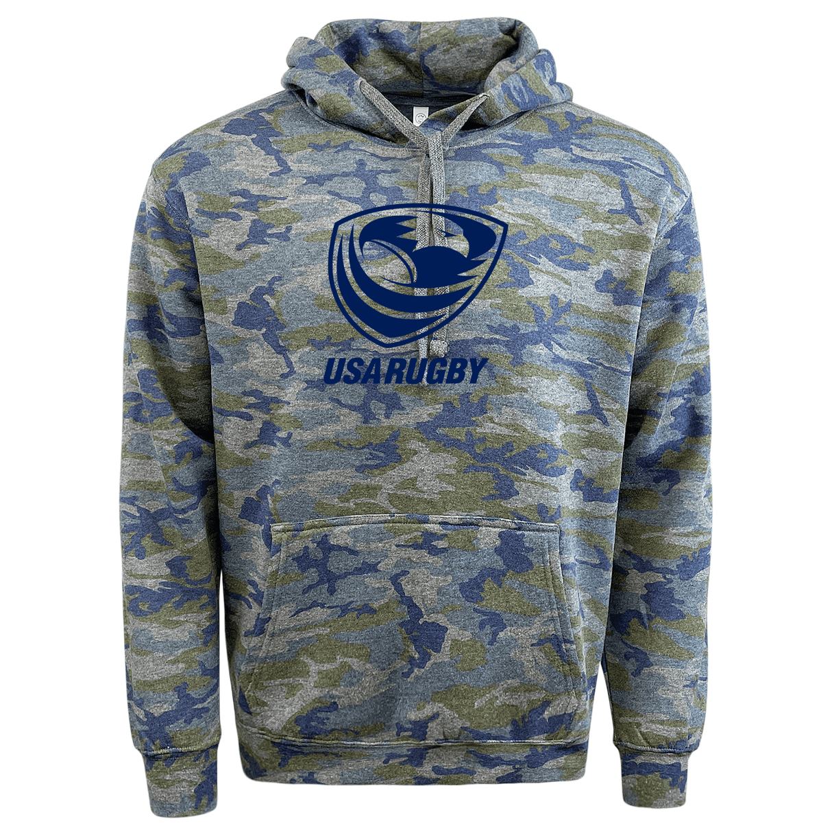 A USA Rugby Tonal Camo Edition Crest Logo Hoodie with the WRS LAT logo.