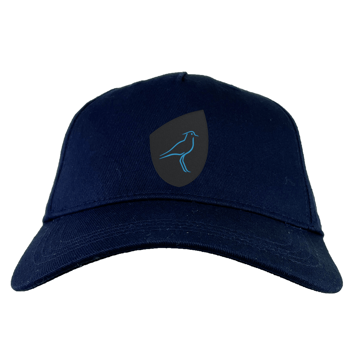 The Uruguay Shield Flex Drill Cap by EMB Canterbury is navy blue with a small stylized bird emblem on an Uruguay Shield-like background on the front.