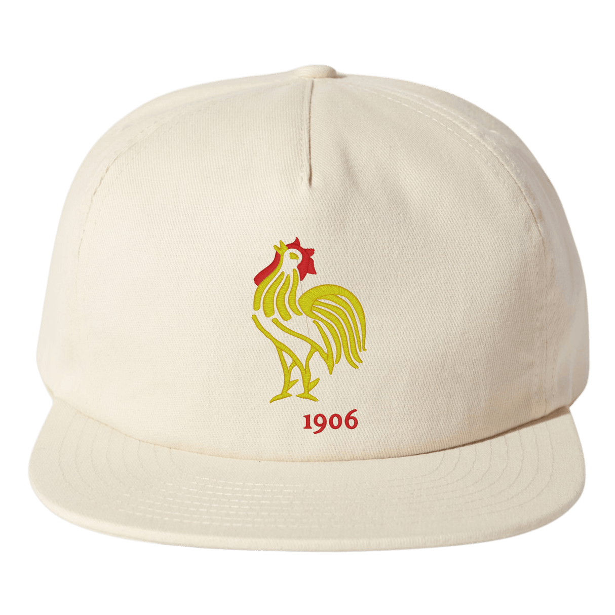 The EMB Weld Nations of Rugby France Vintage Cap is a beige brushed cotton hat featuring an embroidered rooster and "1906," capturing the essence of France's proud rugby heritage.