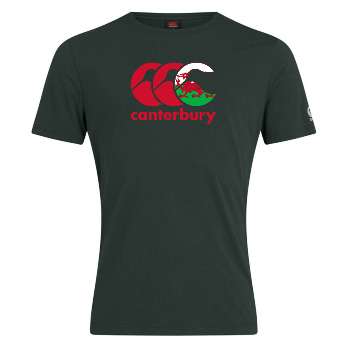 WRS Canterbury Wales CCC Flag Club T-Shirt featuring a red and white Canterbury Kiwi Logo on the chest, crafted from a comfy cotton blend.