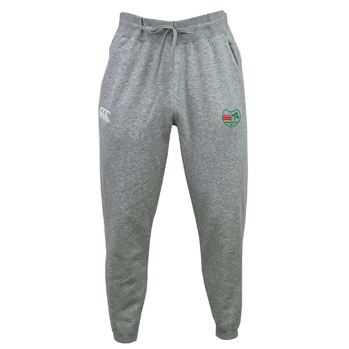 The Washington Irish Rugby Leisure Sweatpant by EMB Canterbury is made from organic cotton, offering an elastic waistband and drawstring. Featuring two logos on the front, these sweatpants combine comfort with eco-friendly style.