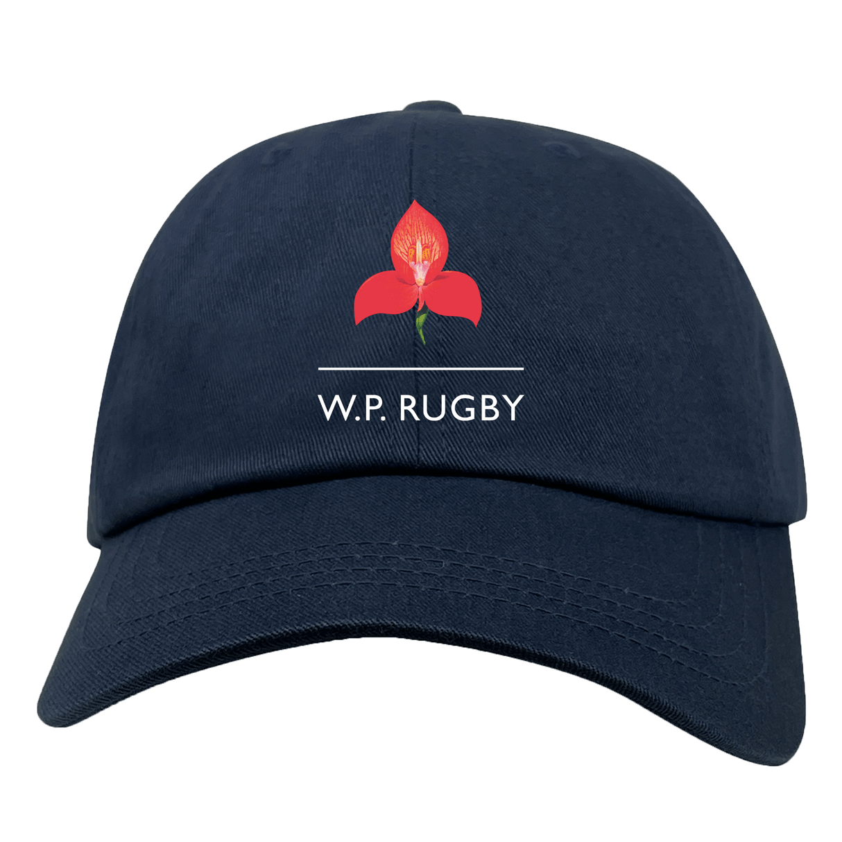 Show your Western Province pride with the EMB S&S Activewear Western Province Cotton Twill Dad Cap, featuring a red flower and W.P. RUGBY text—a perfect South Africa rugby cap for passionate fans.