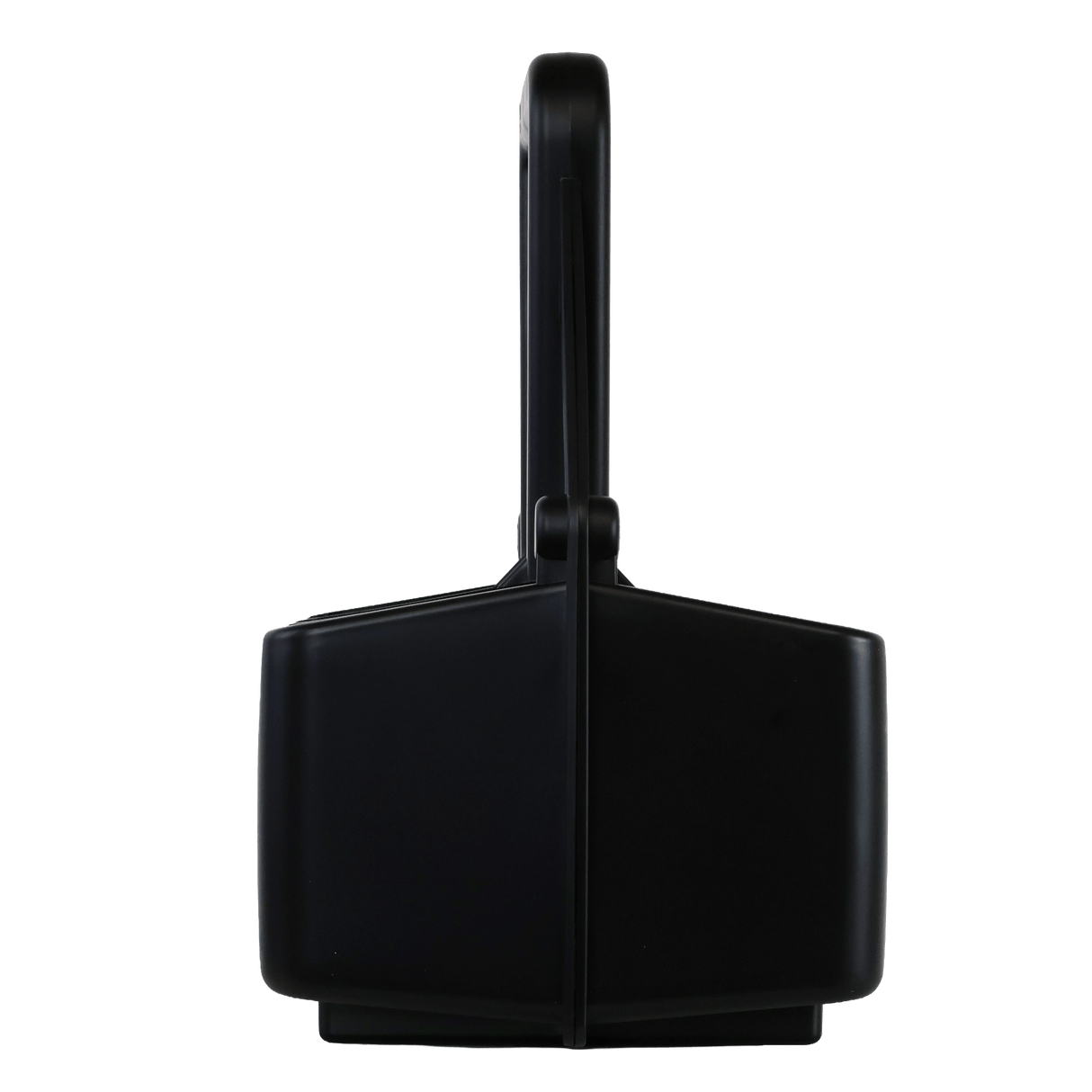 The World Rugby Shop Water Bottle Carrier by Springboard Promotions is a black plastic carrier with 6 compartments, a rectangular base, and a tall handle for easy transport, shown against a white background.