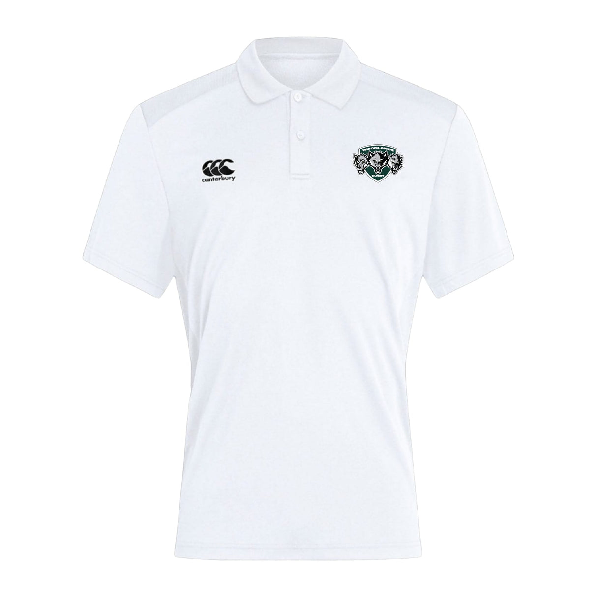 The Woodlands Youth Wolfpack Club Dry Polo by EMB Canterbury features short sleeves, a collar, two chest embroidered logos, and Vapodri Technology to keep you cool and comfortable all day.