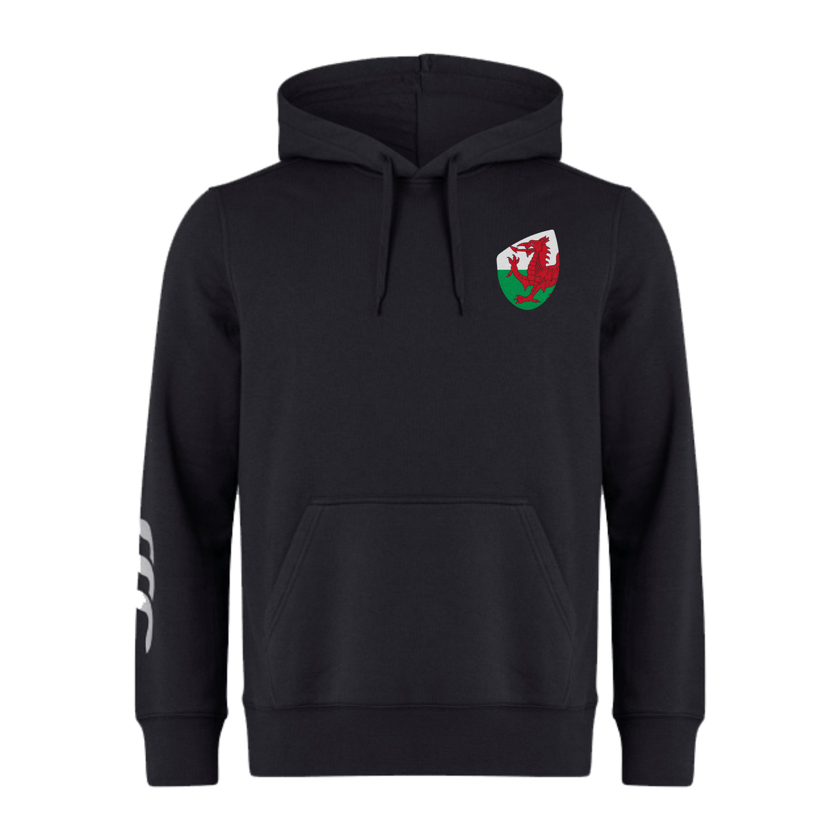 Experience ultimate comfort with the EMB Canterbury Wales Shield Club Hoodie. Crafted from premium sweatshirt fleece, it showcases a bold red dragon emblem on the chest and a striking white graphic on the right sleeve—perfect for passionate rugby supporters.