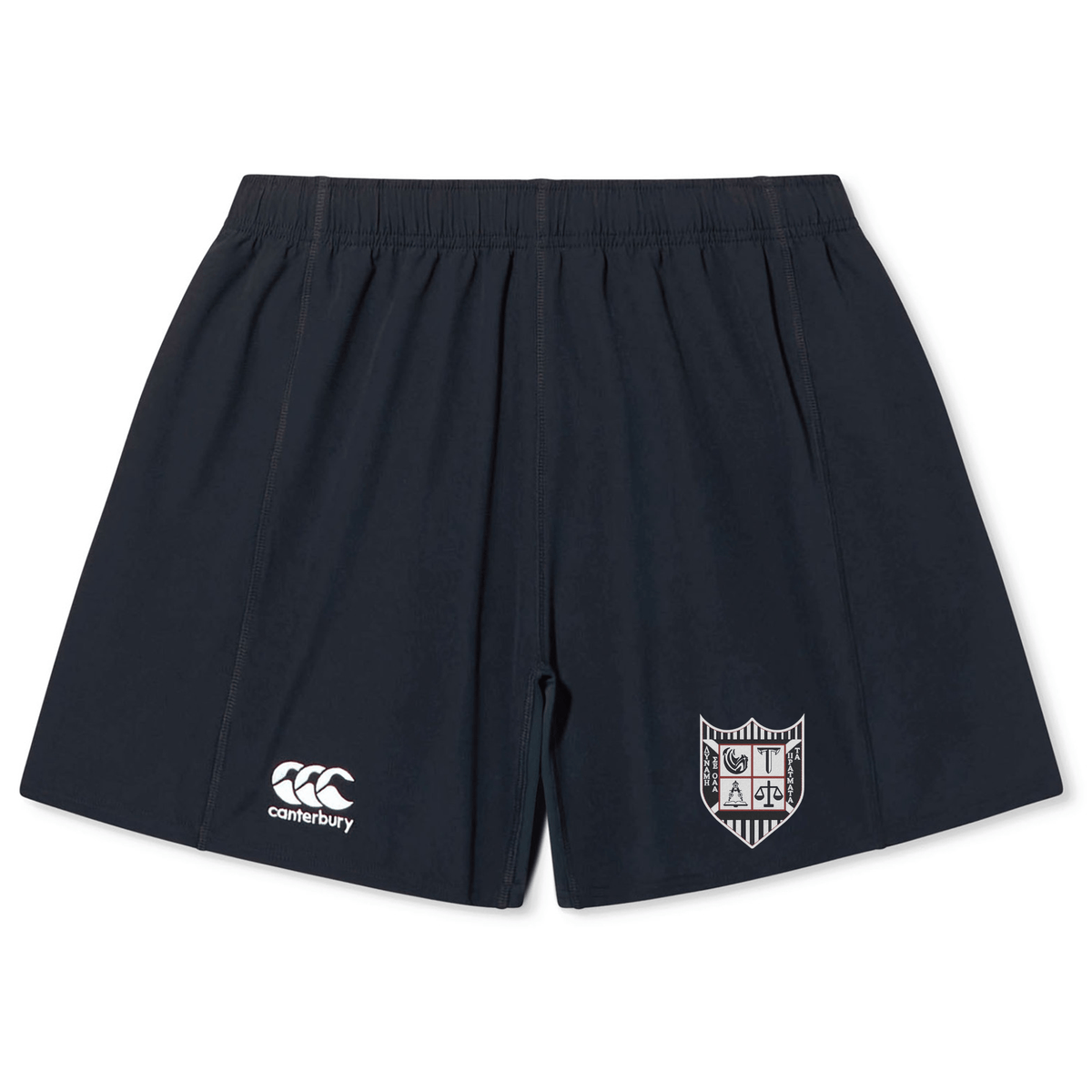 Troy University Rugby Yokohama Shorts by EMB Canterbury with a school crest on the right leg and the Canterbury logo on the left, made from durable fabric.