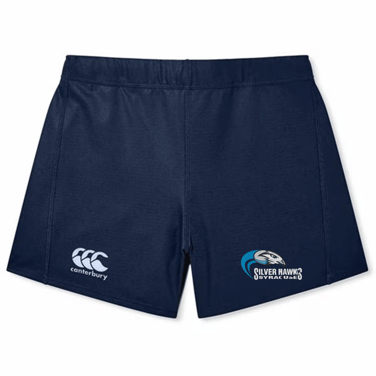 Syracuse Silver Hawks Women's Yokohama Short by EMB Canterbury with silver hawk logo on the right leg and Canterbury logo on the left leg. Made from lightweight, durable Vapodri fabric for superior comfort and performance.