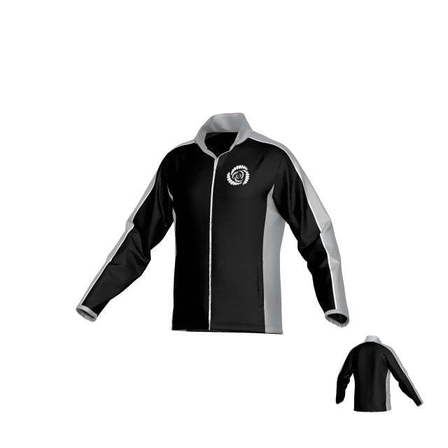 Missoula All-Maggots Denver Woven Jacket by Teamatical in black and gray, featuring a white emblem on the left chest; front view shown with a smaller image displaying the back.