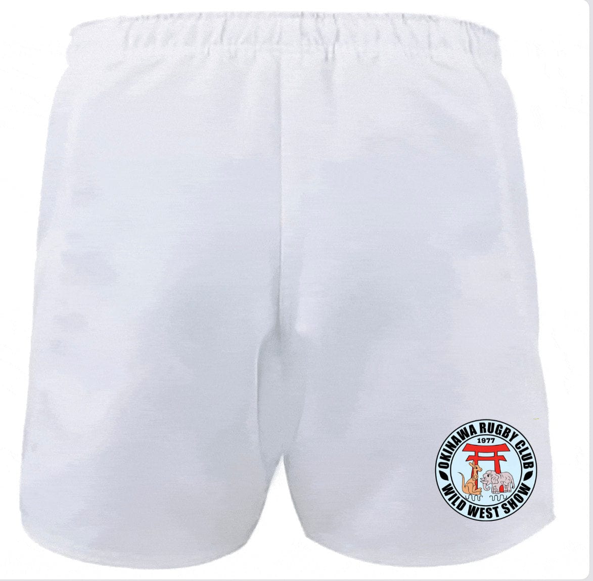 EMB Canterbury Armed Forces RFU Okinawa Advantage Rugby Shorts featuring the logo of Cornwall Rugby Union Club on the left leg, displayed on a plain background.