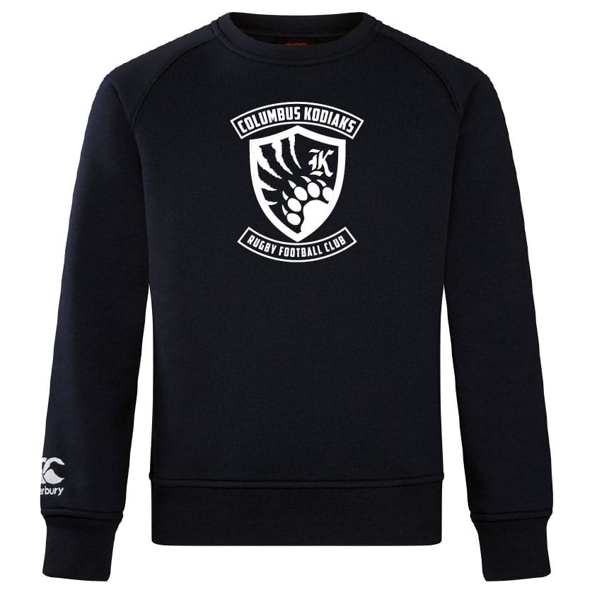 The Columbus Kodiaks Club Crew Sweatshirt by Canterbury features the club logo on the chest and an embroidered CCC logo on the left sleeve. Ultra soft and custom made by WRS Canterbury.