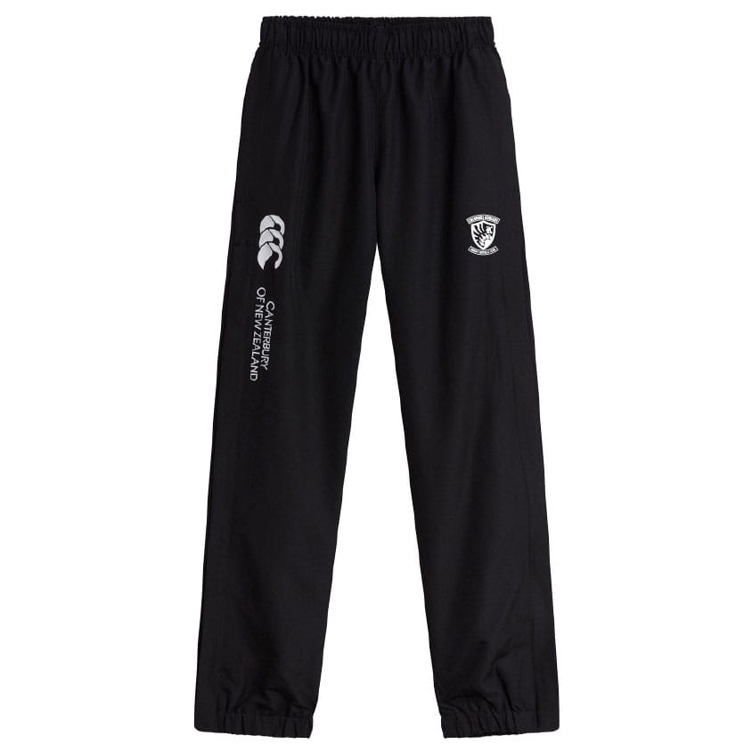 The Columbus Kodiaks Cuffed Hem Stadium Pant by EMB Canterbury features an elastic waistband, cuffed hem, and two white printed logos—perfect for rugby fans or as classic Canterbury stadium pants.