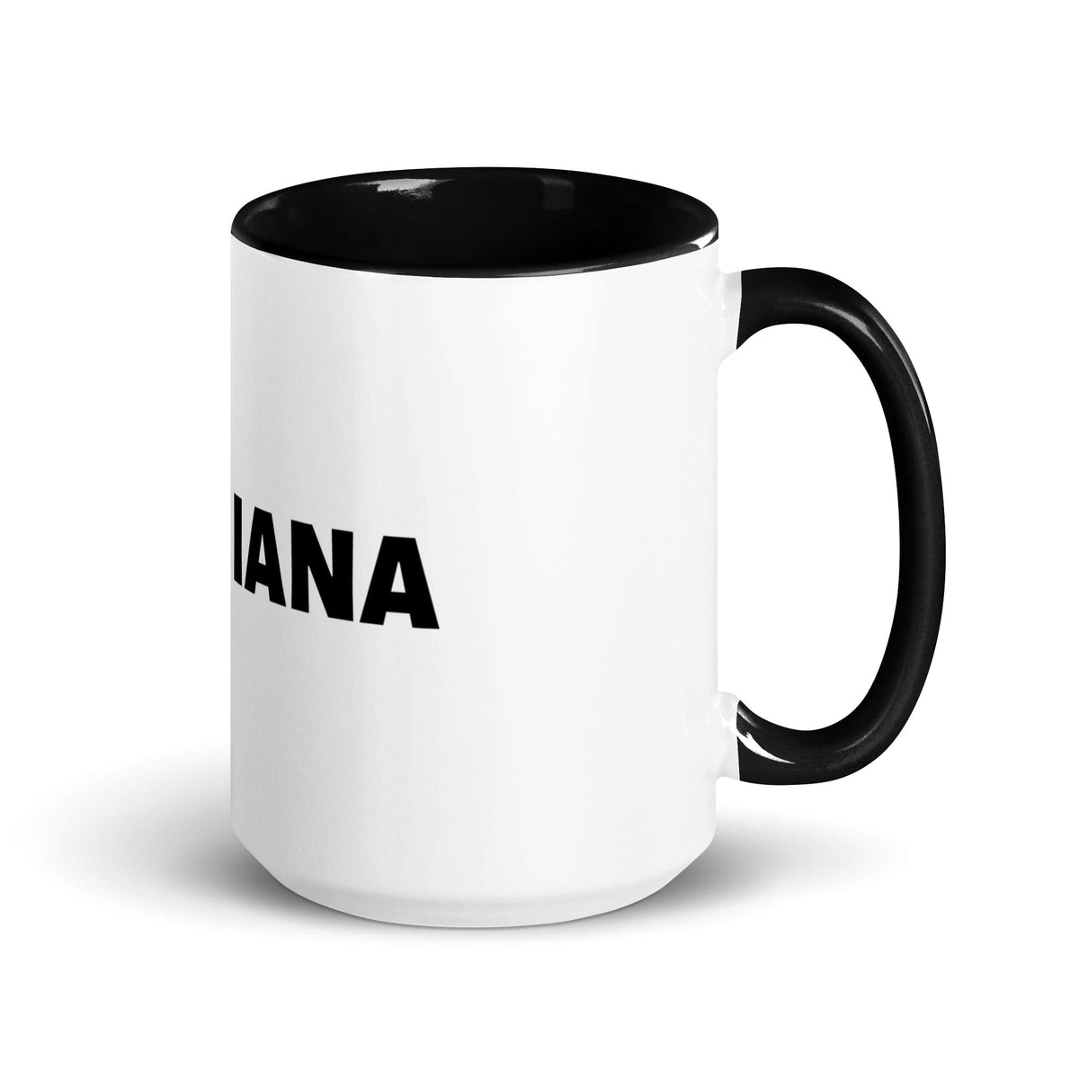 a white and black Fijiana mug with the PF brand on it.