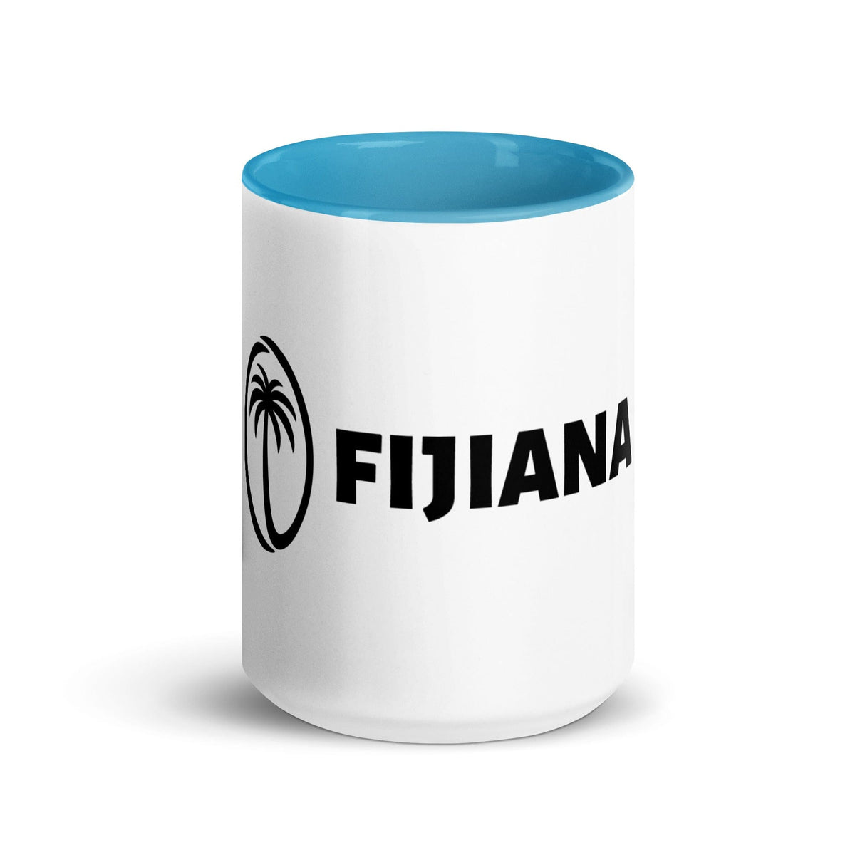 a white and blue PF Fijiana Mug with the word fijiana on it.