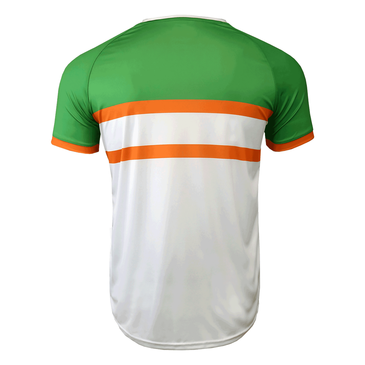 Nation of Rugby Ireland jersey back in green, orange and white short sleeve sublimated
