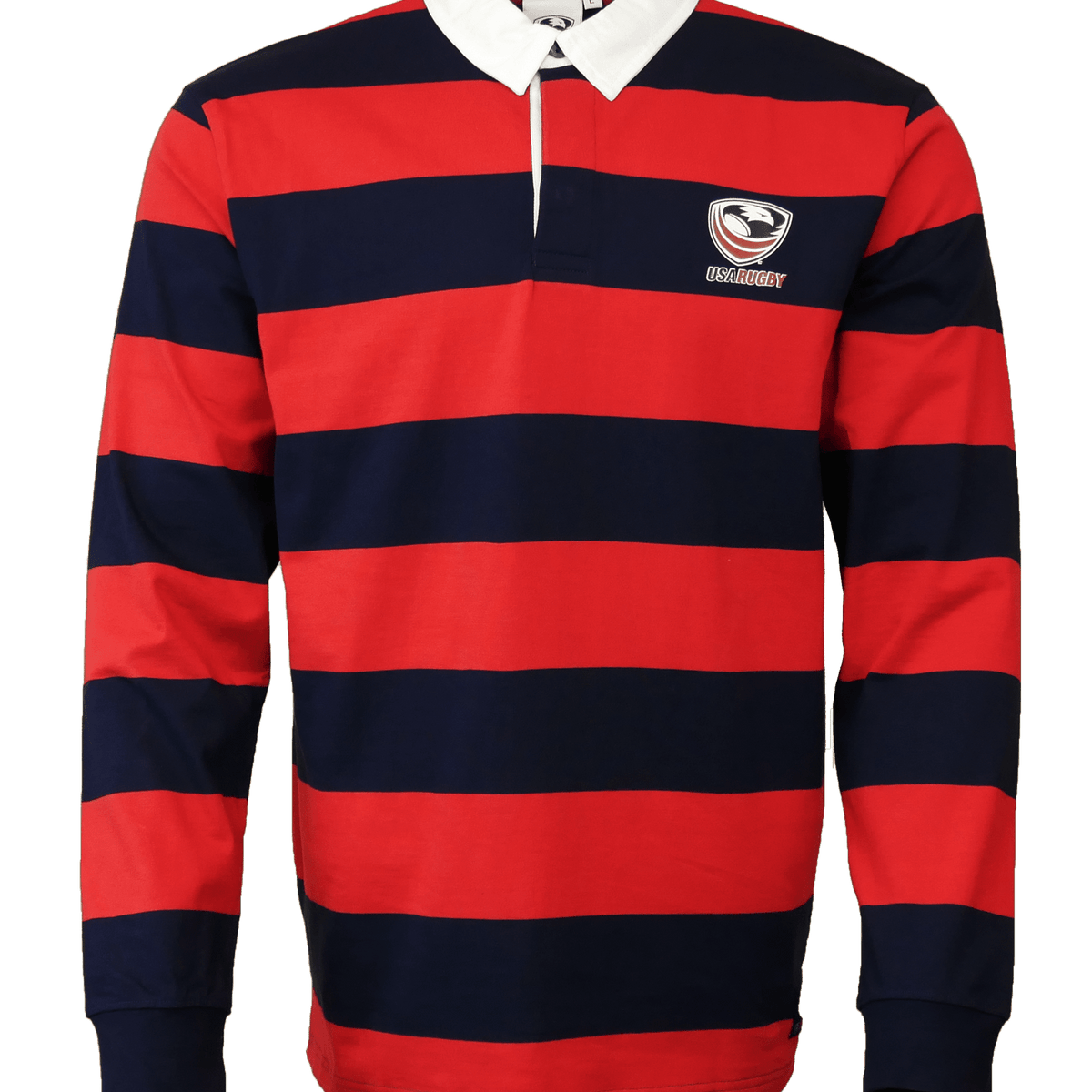 90s red × navy border rugger shirt usa-rugby-stripe-long-sleeve-