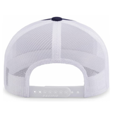 The Augusta Sportswear Trucker Snapback Braid Cap features a white mesh back, adjustable snap closure, and curved visor.