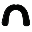 The Mueller Muellerguard is a black U-shaped, shock-absorbing mouthguard on a white background, crafted to prevent dental injury.