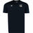 The Play Rugby USA Photon Training Tee by EMB Gilbert is a black short-sleeve top in moisture-wicking fabric, featuring a white "Play Rugby" logo on the left chest and a Gilbert Rugby emblem on the right.
