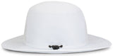 The EMB Augusta USA Rugby Throwback Legend Boonie Hat features a white wide brim, mesh ventilation panels, an adjustable black chin cord, and moisture-wicking fabric for all-day comfort, shown on a white background.