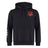 Introducing the Godzilla RFC Embroidered Club Hoodie by Canterbury from EMB Canterbury—a black hoodie featuring a Godzilla graphic and text embroidered on the left chest, inspired by the classic Godzilla RFC hoodie, and finished with three white stripes on the lower right sleeve.