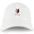 The EMB S&S Activewear Lincoln Wolves Adult Low-Profile Cotton Twill Dad Cap features a white cotton twill build, an embroidered stylized wolf head, and "Lincoln Wolves Rugby" in red and black on the front.