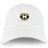 The Monarch Rugby Club Adult Low-Profile Cotton Twill Dad Cap by EMB S&S Activewear features a classic white design with bold black and gold embroidered "Monarch Rugby" branding and a large "M" at the center.