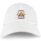 The Atlanta Old White Rugby Champs Adult Low-Profile Cotton Twill Dad Cap by EMB S&S Activewear features an embroidered “National Champions 2025” winged rugby ball logo and “OWRFC 1974” on the front.