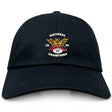 The EMB S&S Activewear Atlanta Old White Rugby Champs Adult Low-Profile Cotton Twill Dad Cap sports an embroidered "National Champions 2025" emblem with a winged logo and rugby ball—perfect for true fans.