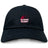 The Guilford College Adult Low-Profile Cotton Twill Dad Cap by EMB S&S Activewear features a black twill design with a red and white "Quaker Rugby" logo and rugby ball graphic—perfect embroidered hat for fans and players.