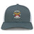 The Atlanta Old White Rugby Champs Retro Trucker Cap by EMB S&S Activewear features a gray and white design, embroidered "National Champions 2025" emblem with a winged logo, "OWRFC 1979" text, and an adjustable snapback closure.