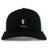 The Lincoln Wolves Retro Trucker Cap by EMB S&S Activewear features a black and white design, embroidered red and white wolf logo with "Lincoln Wolves Rugby" text on the front, and a snapback closure.