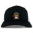 The EMB S&S Activewear Atlanta Old White Rugby Champs Retro Trucker Cap features a black and white design with an embroidered 2025 National Champions eagle, football, and banner emblem on the front, plus an adjustable snapback closure.