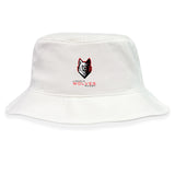 The Lincoln Wolves Crusher Bucket Cap by EMB S&S Activewear features the official rugby logo with a bold wolf head and red text—ideal sun protection for every game.