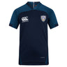 Navy blue short-sleeve Franklin County High School Rugby Vapodri Evader Jersey by EMB Canterbury, featuring "Canterbury" logo, advanced moisture-wicking tech for comfort, and "Vapodri" near the hem.