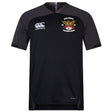 The Atlanta Old White Rugby Champs Vapodri Evader Jersey by EMB Canterbury is a black short-sleeve jersey with the white Canterbury logo, a "National Champions 2023" emblem, and VapoDri tech for comfort.