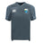 The Las Colinas Rugby Vapodri Evader Jersey by EMB Canterbury is a gray short-sleeve rugby top with moisture-wicking fabric, the EMB Canterbury logo on the right chest, and a Las Colinas RFC crest on the left.