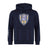 Navy blue Franklin County High School Rugby Club Hoodie by WRS Canterbury featuring an eagle crest, "Flyer RFC" logo on the chest, and three white stripes on the left sleeve.