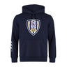 Navy blue Franklin County High School Rugby Club Hoodie by WRS Canterbury featuring an eagle crest, "Flyer RFC" logo on the chest, and three white stripes on the left sleeve.
