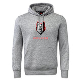 The Lincoln Wolves Club Hoodie by WRS Canterbury is a gray hooded sweatshirt with a front pocket and "Lincoln Wolves Rugby" wolf head logo—ideal as a custom team hoodie for any rugby club.