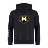 The Monarch Rugby Club Club Hoodie by WRS Canterbury features "Monarch Rugby" text, a bold "M" chest logo, front pocket, and white stripe on the left sleeve—perfect for showing your rugby pride.