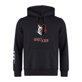 The Lincoln Wolves Club Hoodie by WRS Canterbury features a wolves head logo and "Lincoln Wolves Rugby" text on the chest, plus white claw marks on the left sleeve—perfect for any rugby club hoodie collection.