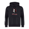 The Lincoln Wolves Club Hoodie by WRS Canterbury features a wolves head logo and "Lincoln Wolves Rugby" text on the chest, plus white claw marks on the left sleeve—perfect for any rugby club hoodie collection.