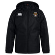 The Atlanta Old White Rugby Champs Club Vaposhield Stadium Jacket by EMB Canterbury is a black zip-front jacket with padded insulation, the Canterbury logo on the right chest, and an embroidered "National Champions" crest on the left chest.